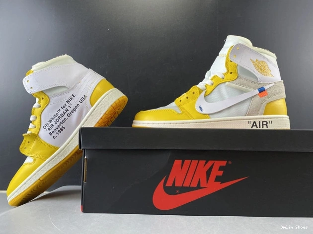 Bmlin AQ0818-149 Off-White x 1 Air Yellow-Cone White Dark NRG Jordan Powder 0725